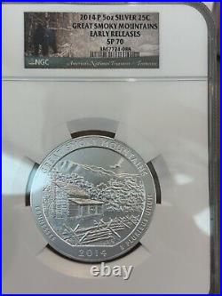 2014-P Great Smoky Mountains ATB 5 OZ. SILVER NGC SP70 EARLY RELEASES ER