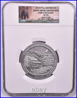 2014-P Great Smoky Mountains NP 5 oz Silver NGC SP70 Early Releases