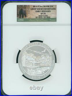 2014-P Great Smoky Mountains NP ATB 5 OZ. SILVER NGC SP70 EARLY RELEASES ER E. R