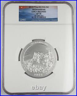 2014 P Shenandoah America the Beautiful 5 Oz Silver Coin NGC SP70 Early Releases