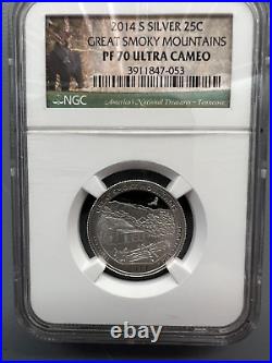 2014 S Silver 25C National Treasures Quarter 5 Coin Set NGC PF 70 Ultra Cameo
