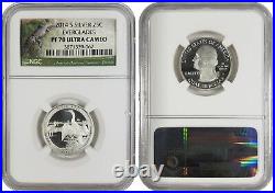 2014 S Silver 25C National Treasures Quarter 5 Coin Set NGC PF 70 Ultra Cameo#2
