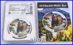 2015 $1 Niue Beautiful Wildlife 7k w Card NGC PF70 Ultra Cameo Bear