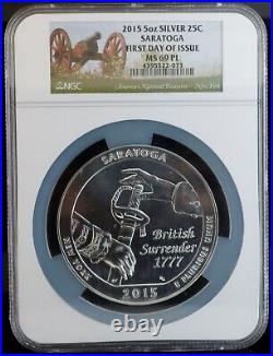 2015 5 oz Silver America The Beautiful Saratoga Coin NGC MS69 PL