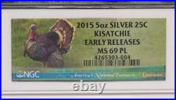 2015 NGC MS 69 PL 5 oz. 999 Fine Silver Kisatchie Proof Like Early Release ATB