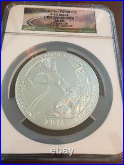 2015-P 5 oz Silver Coin ATB Blue Ridge NGC SP70 FIRST DAY OF ISSUE