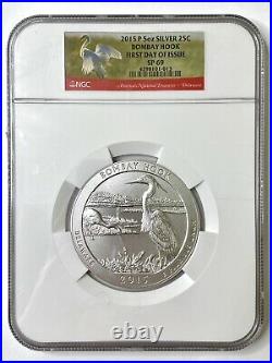 2015-P BOMBAY HOOK 5oz. 999 Silver ATB NGC SP 69 1st Day of Issue