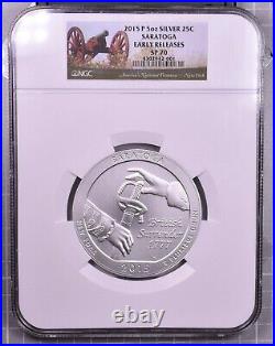 2015-P Saratoga 5 oz Silver America The Beautiful ATB NGC SP70 Early Releases