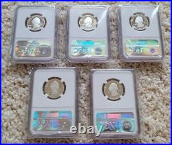 2015 Silver ATB Quarter Proof Set NGC PF70 Ultra Cameo 5 Coin Set