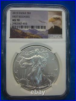 2015 Silver Eagle Ngc Ms70 Beautiful First Releases Coin