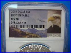 2015 Silver Eagle Ngc Ms70 Beautiful First Releases Coin
