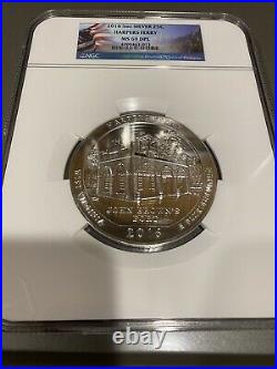2016 5 Oz Silver 25c Harpers Ferry Ngc Ms 69 Dpl