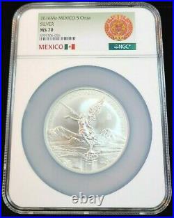 2016 Mexico Silver Libertad 5 Onza Ngc Ms 70 Rare Perfection Beautiful Coin