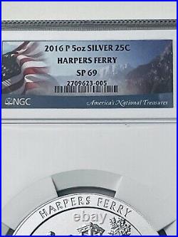 2016-P 5 Oz. Harpers Ferry SP 69 America the Beautiful Uncirc. 999 Silver