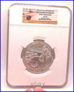 2016 P 5 Oz. Silver 25c Theodore Roosevelt Early Releases Ngc Sp 70 Ant
