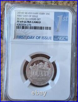 2016-S 25C SILVER Quarter set -ATB-(5 Coins) 1st Day Issue, NGC PF69 ULTRA CAM