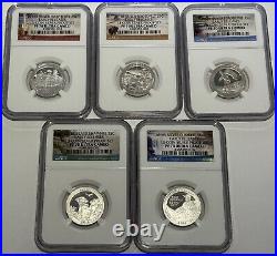 2016 S Proof Silver 5 Coin Quarter Set Ngc Pf70 Ultra Cameo Er National Parks 25