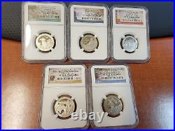 2016 S Washington Quarter (ATB) Clad 5 Coin Set Early Releases NGC PF70 UCAM