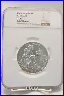 2017 America the Beautiful 5oz Silver Coin Ellis Island NGC SP 70