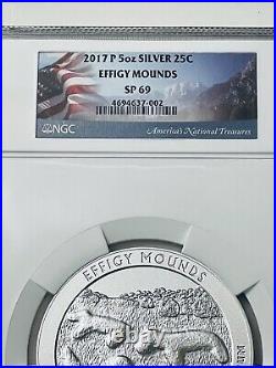 2017-P 5 Oz. Effigy Mounds SP 69 America the Beautiful Uncirculated Silver
