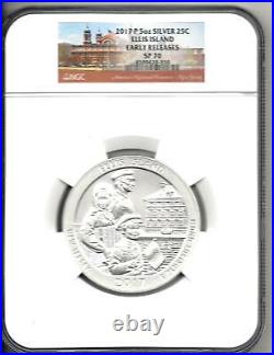 2017-P Ellis Island 5 oz. Silver America Beautiful Coin NGC SP70 EARLY RELEASE