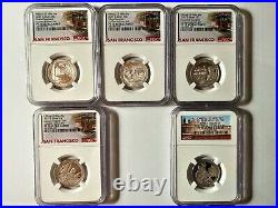 2017-s Silver 25c 5 Coin Set Ngc Pf-70 Early Relases Trolly Label
