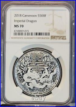 2018 Cameroon Silver 500 Francs Imperial Dragon Ngc Ms 70 Beautiful Perfection
