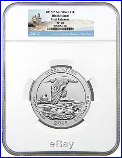2018-P Block Island 5 oz Silver ATB Beautiful Specimen Coin NGC SP70 FR SKU51774