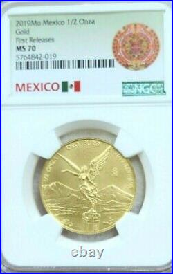 2019 Mexico Gold Libertad 1/2 Onza Ngc Ms 70 First Releases Perfect Beautiful