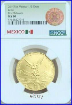 2019 Mexico Gold Libertad 1/2 Onza Ngc Ms 70 First Releases Perfect Beautiful