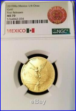 2019 Mexico Gold Libertad 1/4 Onza Ngc Ms 70 First Releases Perfect Beauty