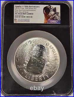 2019 P Apollo 11 50th Anniversary 5 oz Proof Silver Coin NGC PF70 UC FDOI
