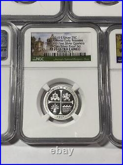 2019 S FIRST. 999 SILVER PROOF QUARTER SET NGC PF70 Early Release 10 coin Silver