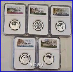 2019 S FIRST 99.9% SILVER QUARTERS 5 Coin Set EARLY RELEASES PF 70 ULT CAMEO