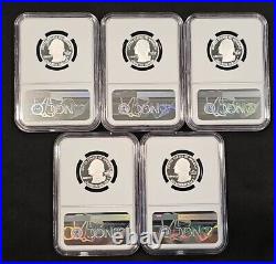 2019 S FIRST 99.9% SILVER QUARTERS 5 Coin Set NGC PF 70 ULTRA CAMEO
