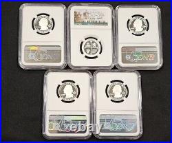 2019 S PF 69 FIRST 99.9% SILVER QUARTERS 5 Coin NGC ULTRA CAMEO SET & COA