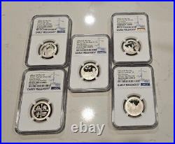 2019 S Proof 5-Coin Quarters Set NGC PF69 ULTRA CAMEO EARLY RELEASES With COA
