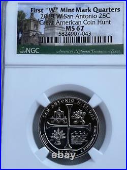 2019 W 25C NCG MS67 San Antonio Great American Coin Hunt