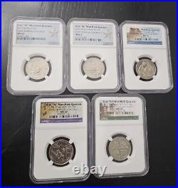 2019 W Lowell Memorial War San Antonio River 5 Coin Set Quarter 25c NGC MS 67