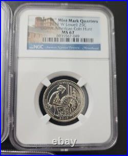 2019 W Lowell Memorial War San Antonio River 5 Coin Set Quarter 25c NGC MS 67