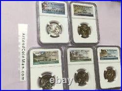 2019 W Ms67 Ngc Quarter (5 Coin) Set Guam Lowell San Antonio River Am Memorial