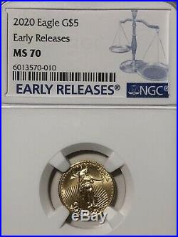 2020 P 1/10 Oz Gold Eagle MS70 Early Releases NGC MS-70 Beautiful Coin WOW