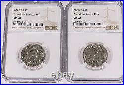 2020 P & D American Samoa NP Quarter 2 Coin Set 25c NGC MS 67 OBO