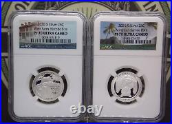 2020 S America the Beautiful ATB Proof SILVER (5 Coin) Set 25c NGC PF70 UC