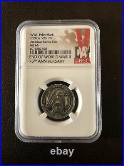 2020 W American Samoa Park NP Quarter 25c NGC MS 66 Privy Mark V75 Bat Coin