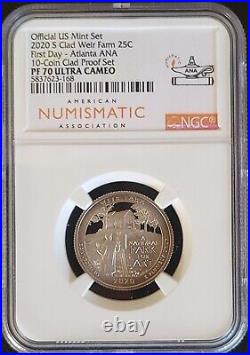 2020-s 5 Coin National Park Quarter Set-first Day Release-ngc Pf70 Atlanta Ana