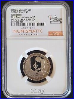 2020-s 5 Coin National Park Quarter Set-first Day Release-ngc Pf70 Atlanta Ana