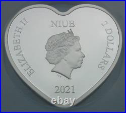 2021 Niue Disney Beauty & The Beast 30 Years Heart-shaped 1 oz Silver NGC PF 70