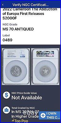 2022 Abduction of Europa Celestial Beauty 2oz Silver First Rele MS70 Low COA #5