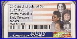 2022 D 25c Wilma Mankiller Early Releases out of 20 coin unc set NGC MS 69 ENN
